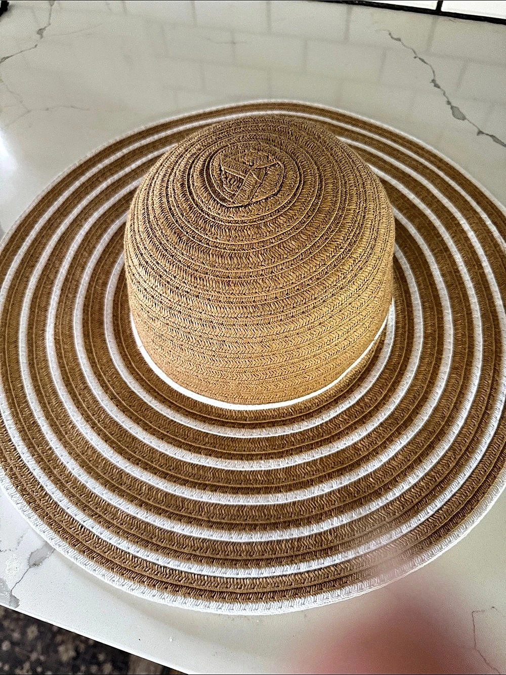 Shade & Shore Straw Essential Striped Floppy Woven Sun Hat Straw/White NWOT